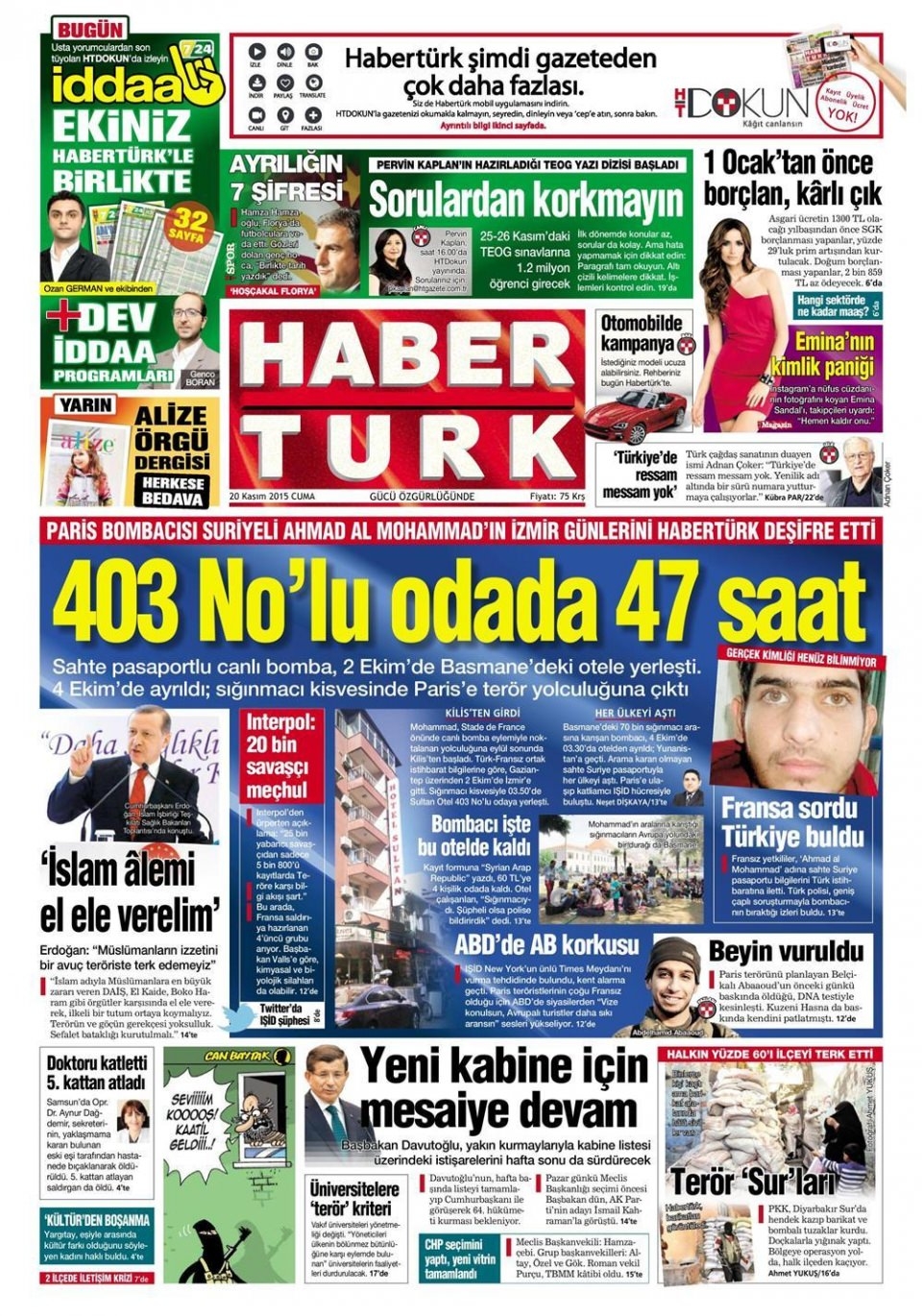 20 Kasım 2015 gazete manşetleri 7