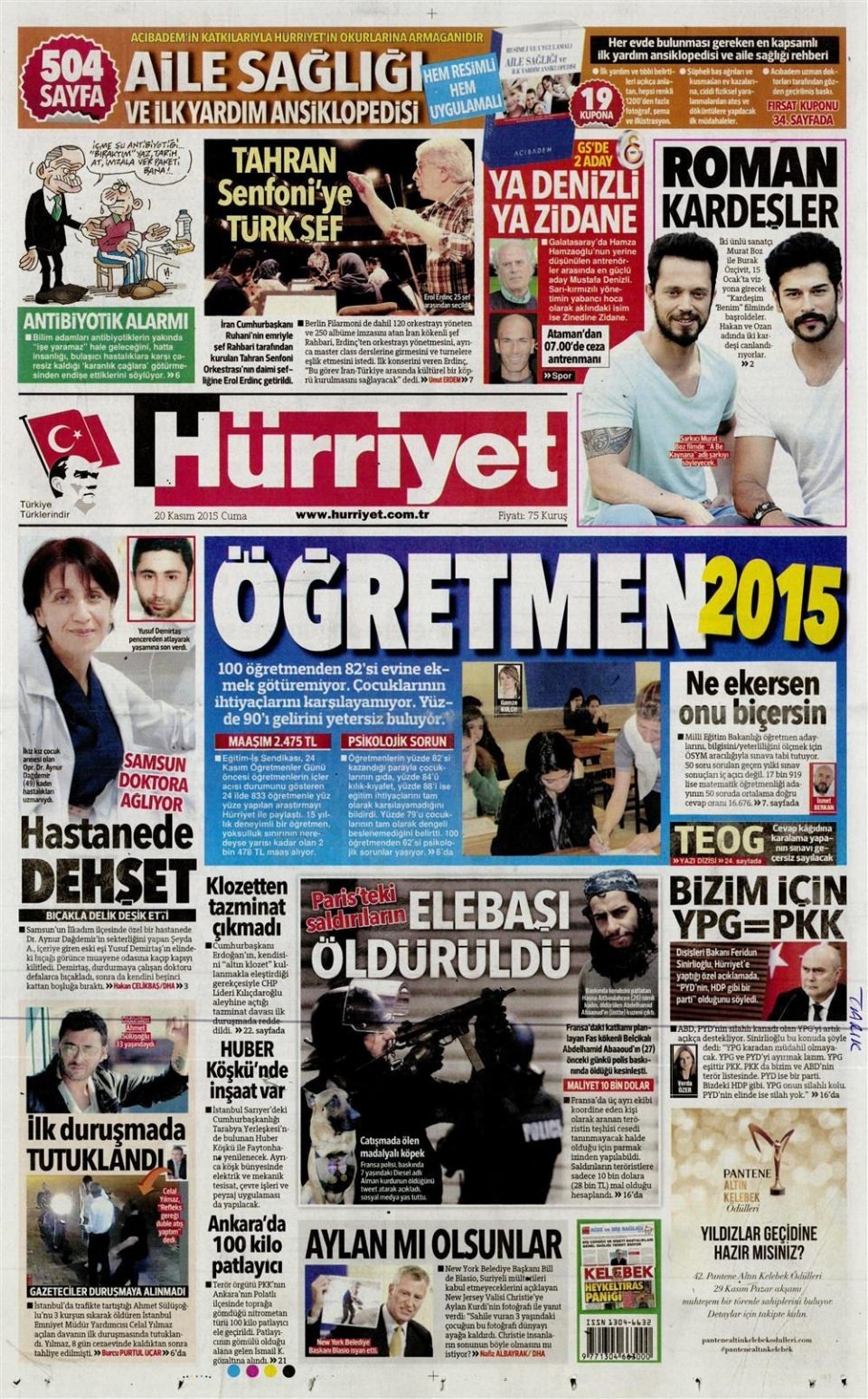 20 Kasım 2015 gazete manşetleri 8
