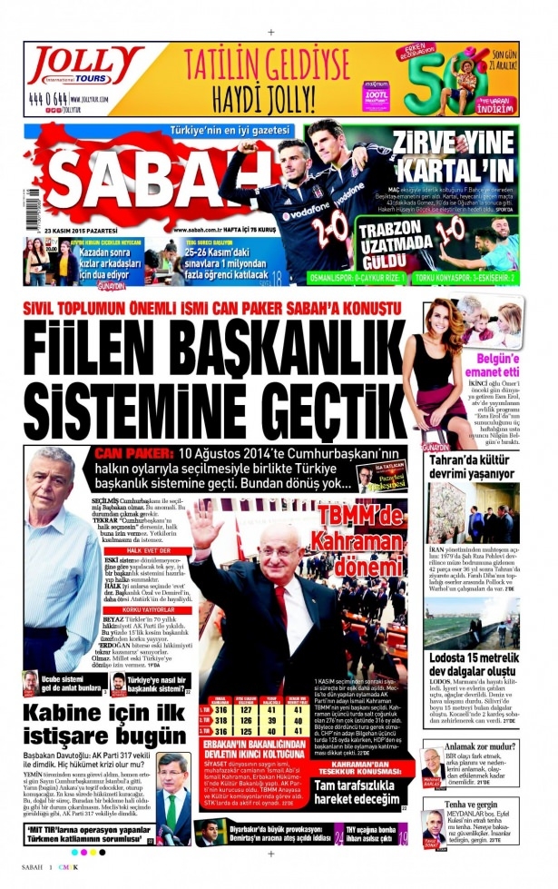 23 Kasım 2015 gazete manşetleri 2