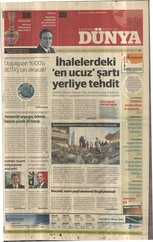 23 Kasım 2015 gazete manşetleri 21