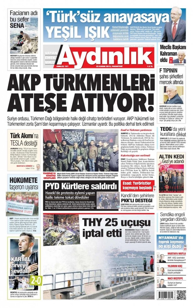23 Kasım 2015 gazete manşetleri 22