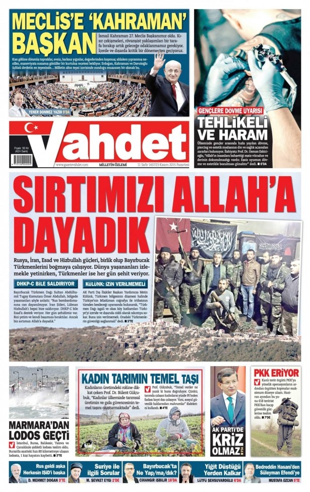 23 Kasım 2015 gazete manşetleri 24