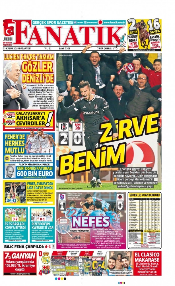 23 Kasım 2015 gazete manşetleri 25