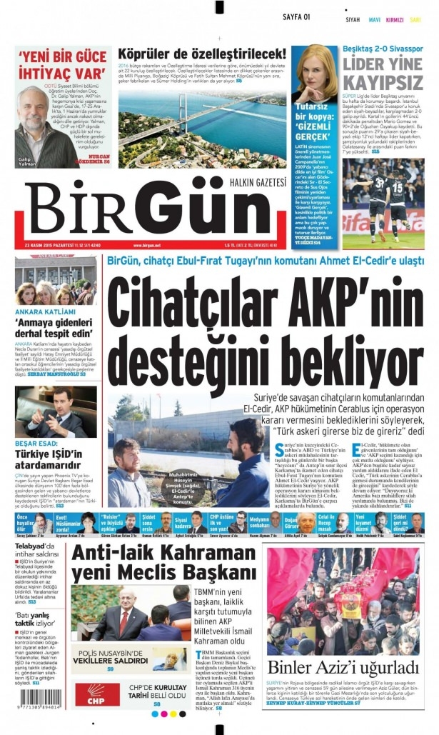 23 Kasım 2015 gazete manşetleri 27