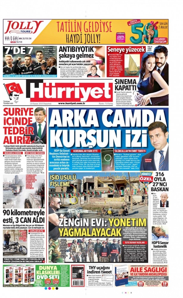 23 Kasım 2015 gazete manşetleri 6