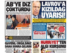 24 Kasım 2015 gazete manşetleri