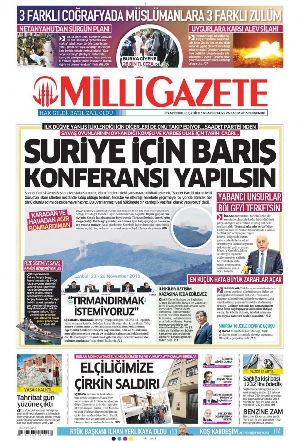 26 Kasım 2015 gazete manşetleri 11