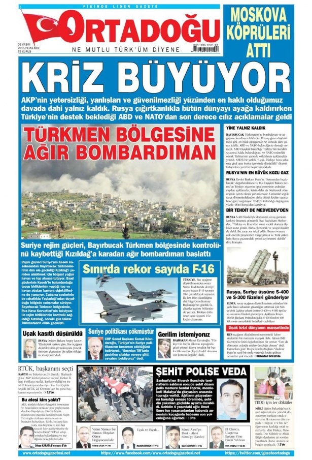 26 Kasım 2015 gazete manşetleri 13