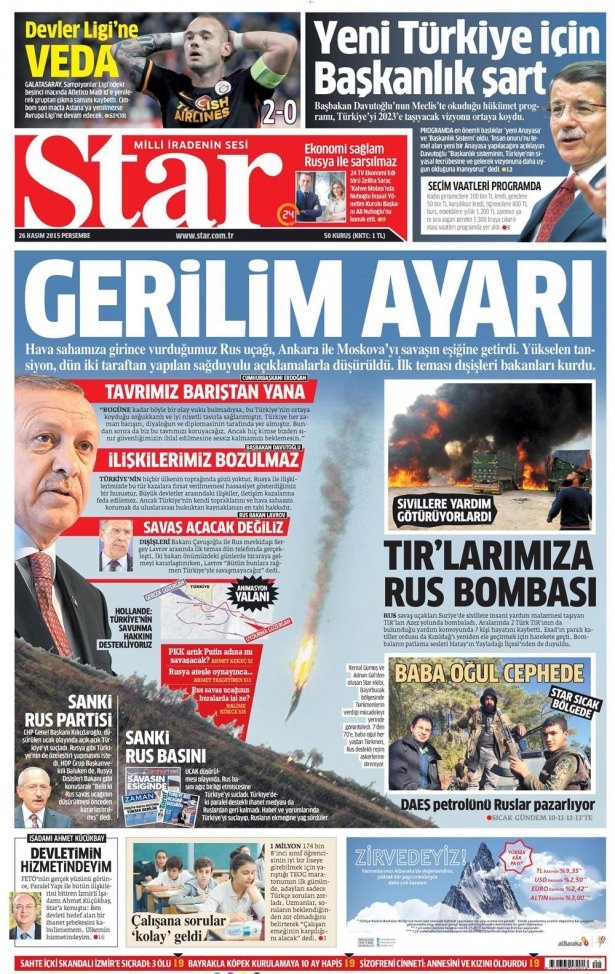 26 Kasım 2015 gazete manşetleri 18