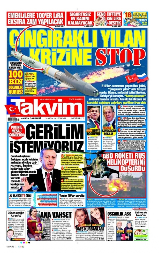26 Kasım 2015 gazete manşetleri 19