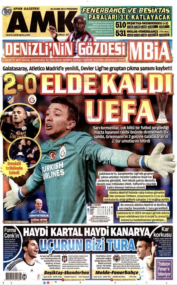 26 Kasım 2015 gazete manşetleri 2
