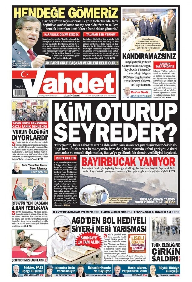 26 Kasım 2015 gazete manşetleri 22