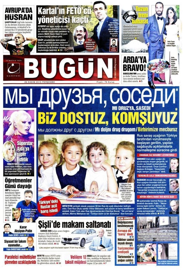 26 Kasım 2015 gazete manşetleri 25