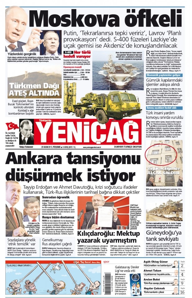 26 Kasım 2015 gazete manşetleri 29