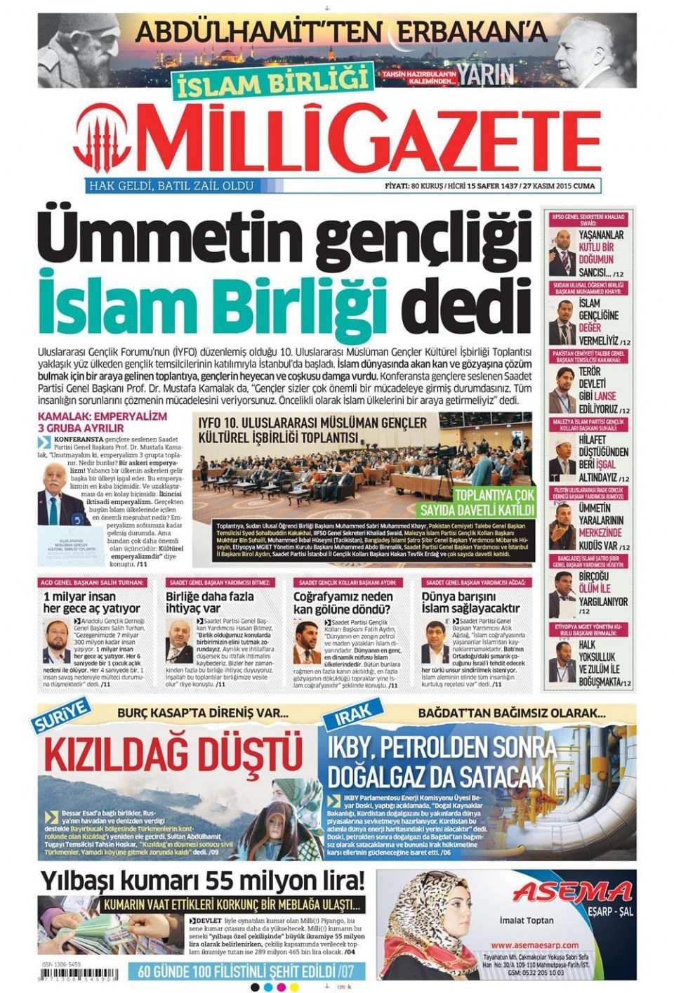 27 Kasım 2015 gazete manşetleri 10