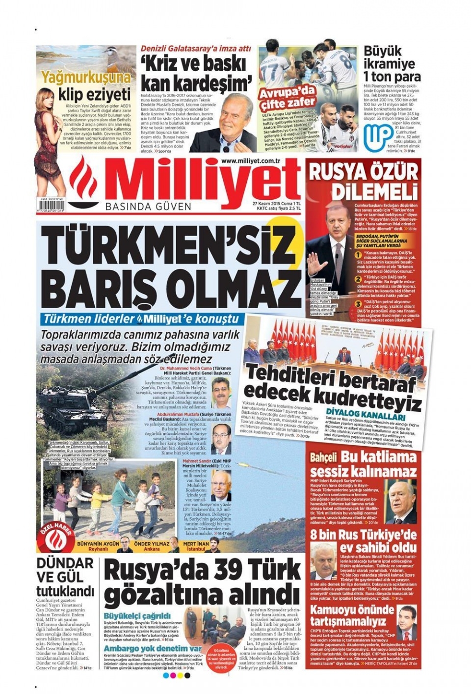 27 Kasım 2015 gazete manşetleri 11