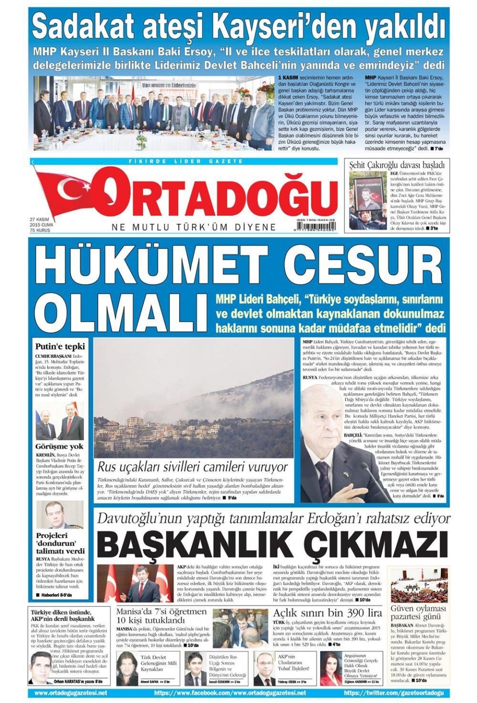27 Kasım 2015 gazete manşetleri 12