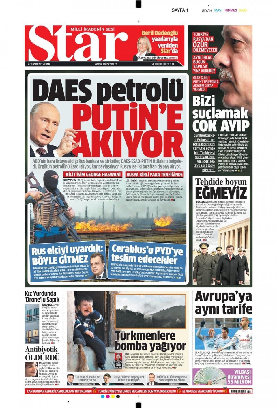 27 Kasım 2015 gazete manşetleri 17