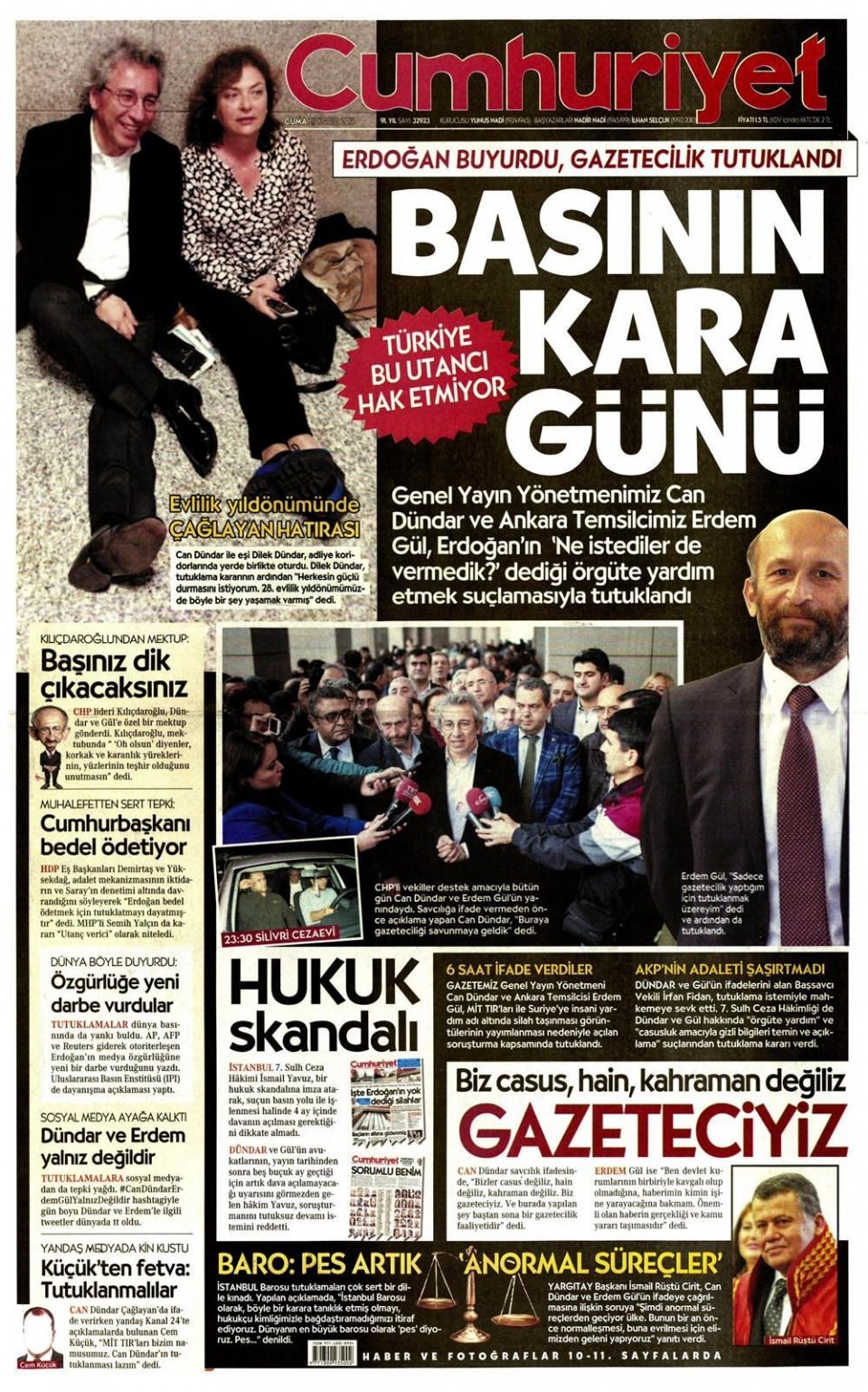 27 Kasım 2015 gazete manşetleri 2