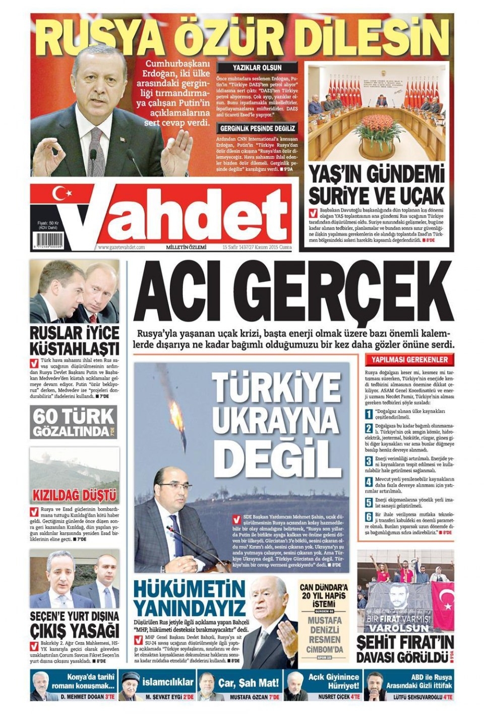 27 Kasım 2015 gazete manşetleri 21