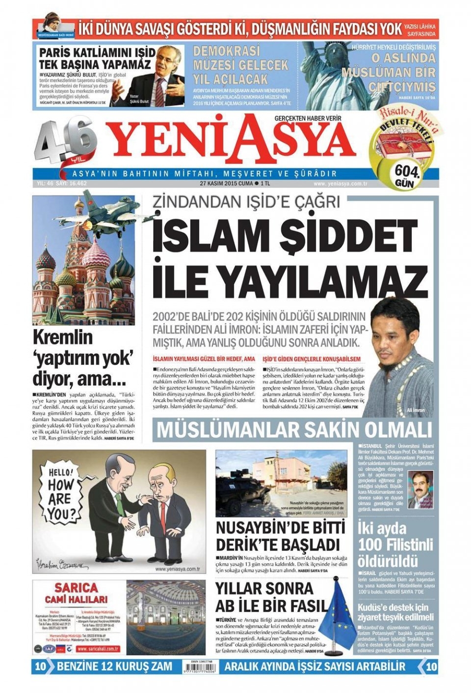 27 Kasım 2015 gazete manşetleri 24