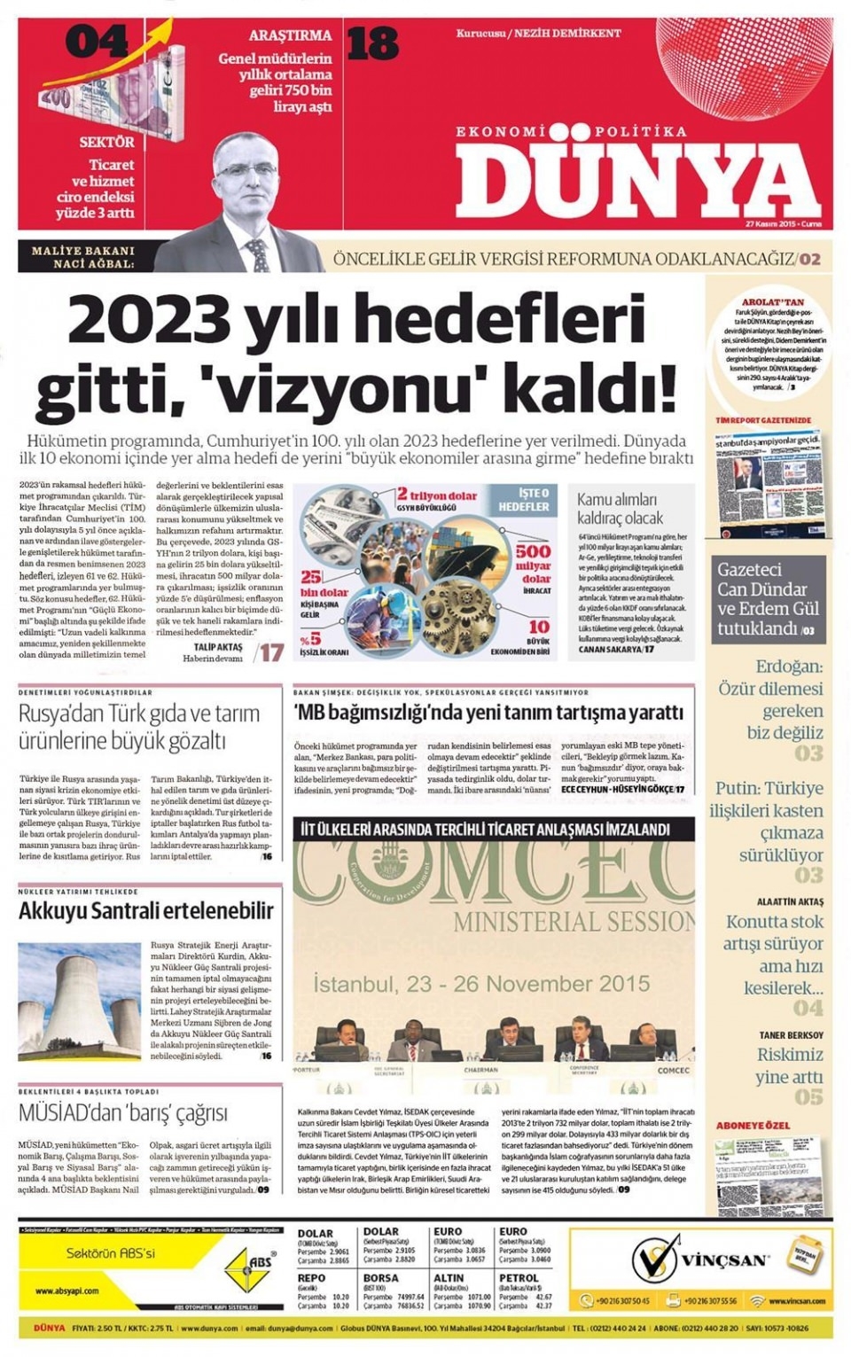 27 Kasım 2015 gazete manşetleri 29