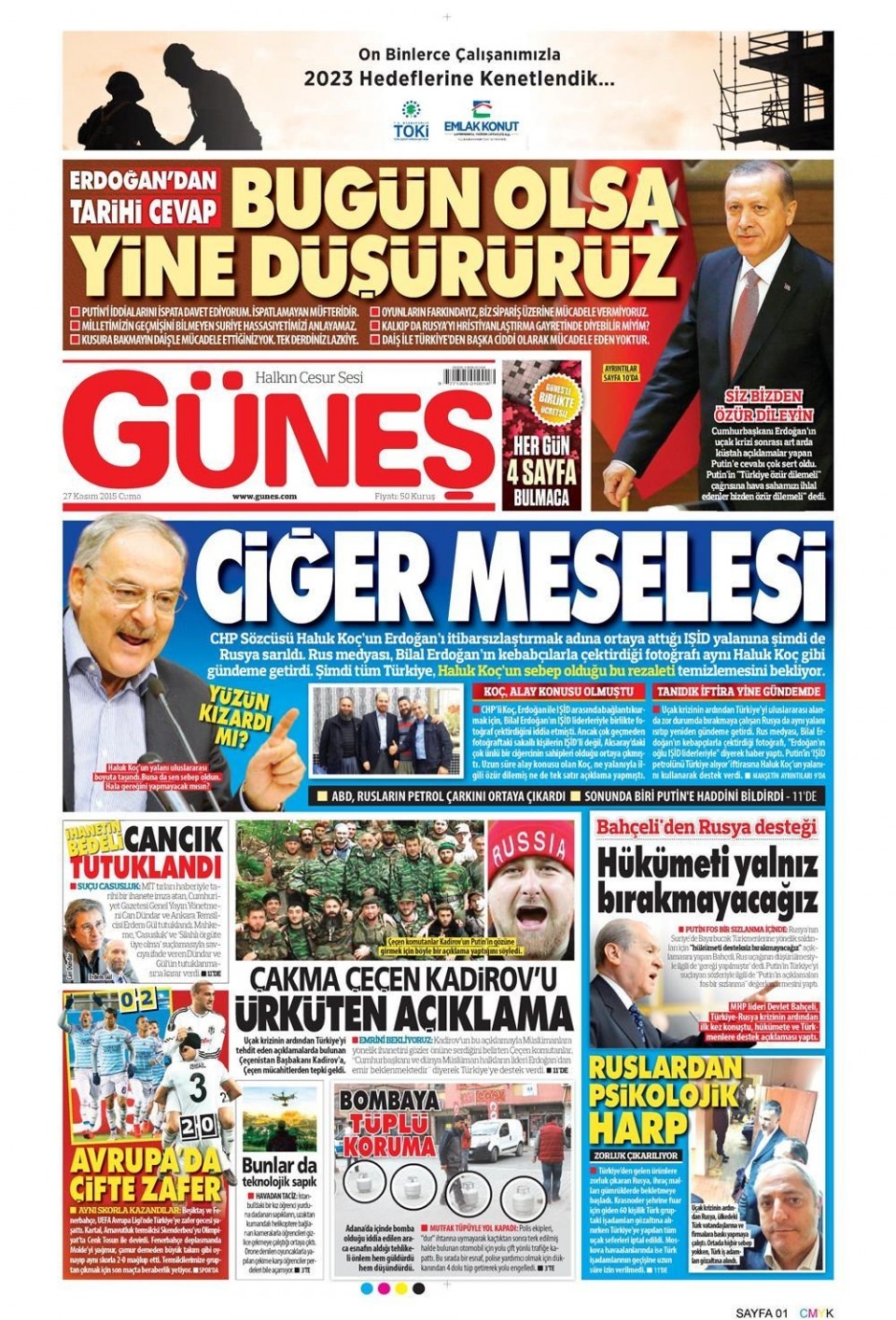 27 Kasım 2015 gazete manşetleri 5