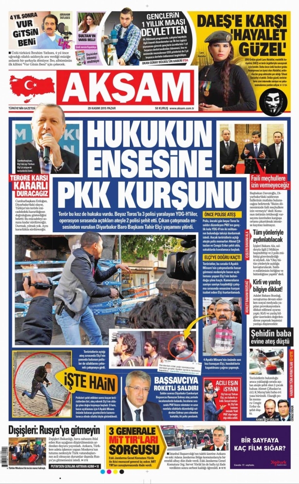 29 Kasım 2015 gazete manşetleri 1