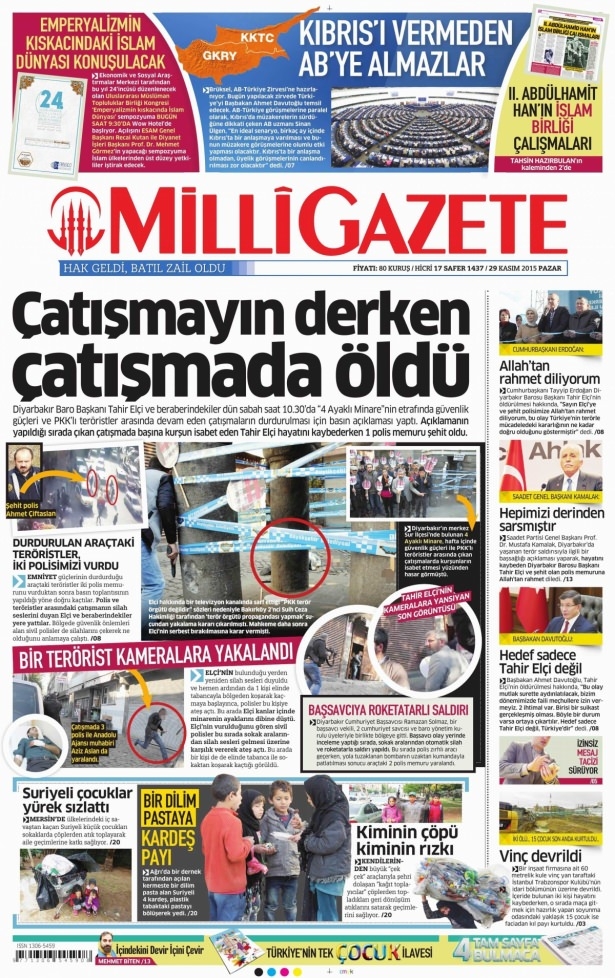 29 Kasım 2015 gazete manşetleri 15