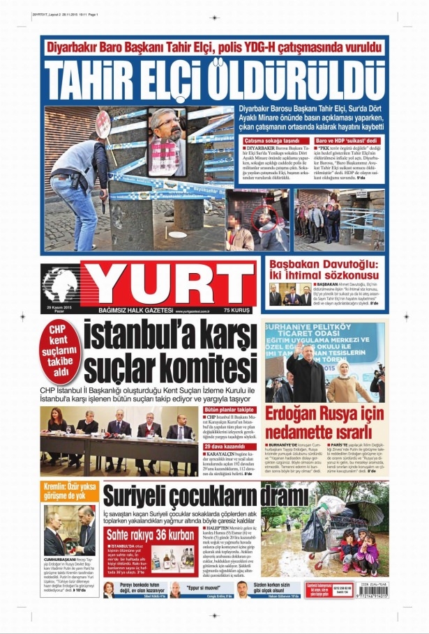 29 Kasım 2015 gazete manşetleri 24