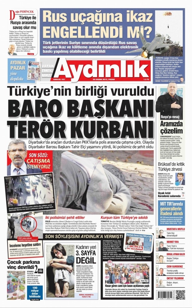 29 Kasım 2015 gazete manşetleri 3