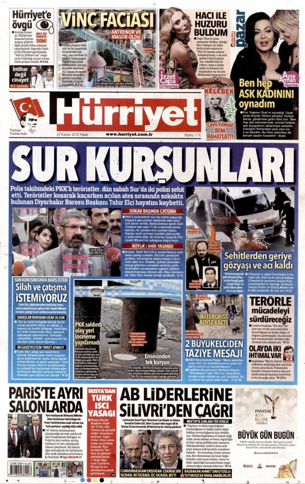 29 Kasım 2015 gazete manşetleri 5