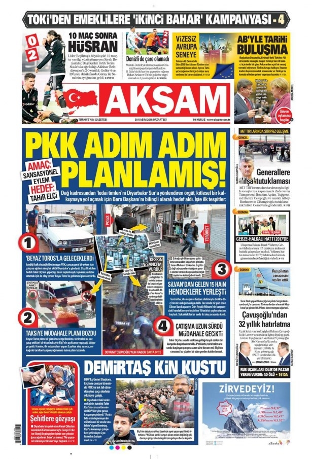 30 Kasım 2015 gazete manşetleri 1