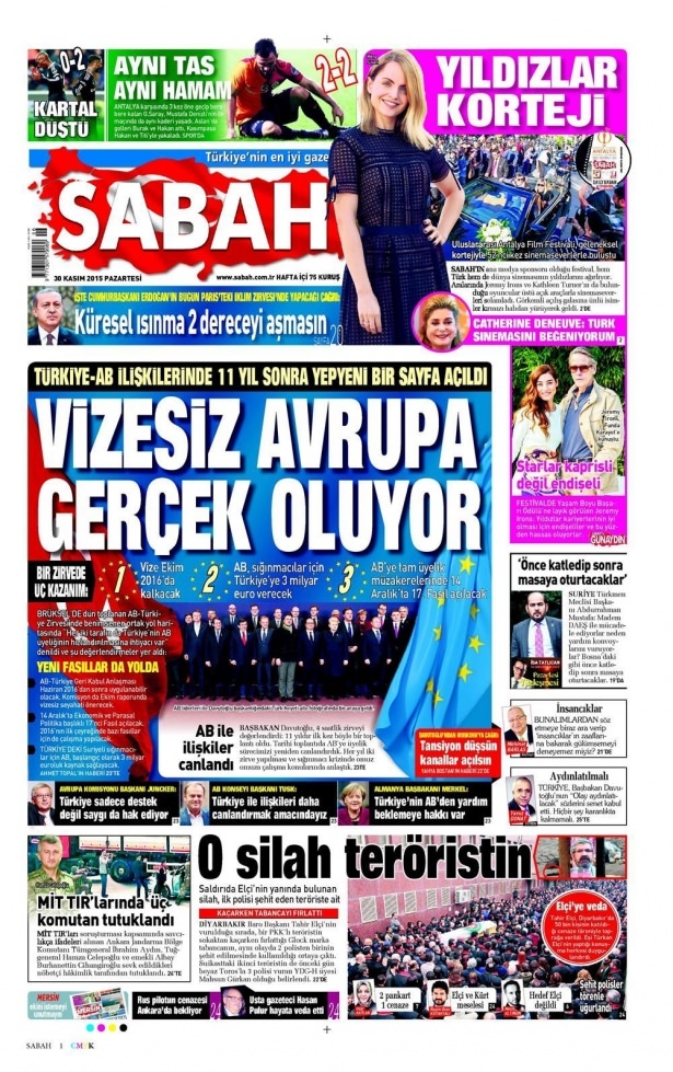 30 Kasım 2015 gazete manşetleri 14