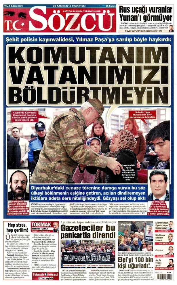 30 Kasım 2015 gazete manşetleri 16