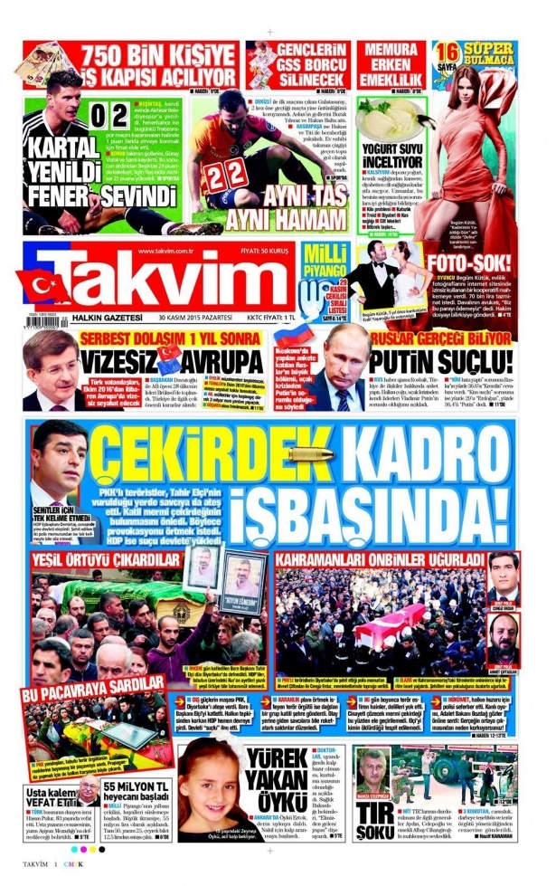 30 Kasım 2015 gazete manşetleri 18