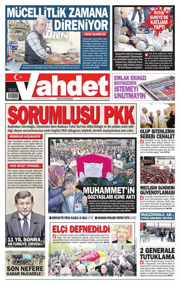 30 Kasım 2015 gazete manşetleri 21