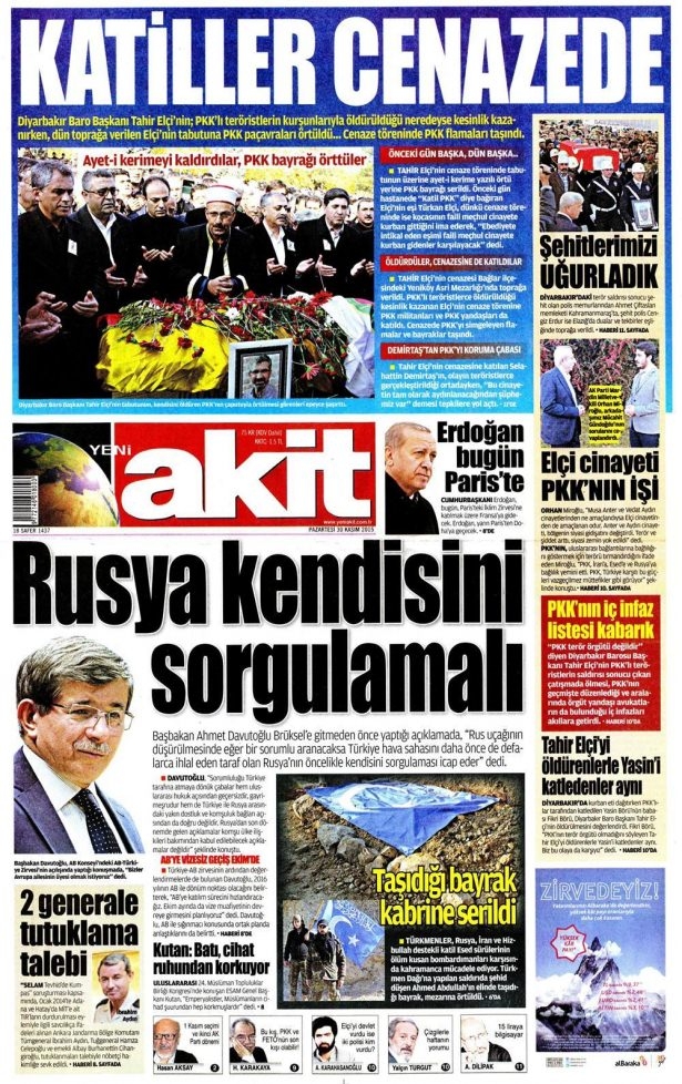 30 Kasım 2015 gazete manşetleri 22