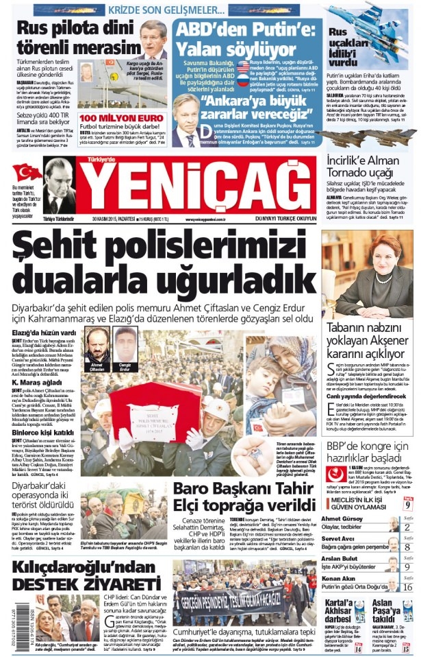 30 Kasım 2015 gazete manşetleri 25