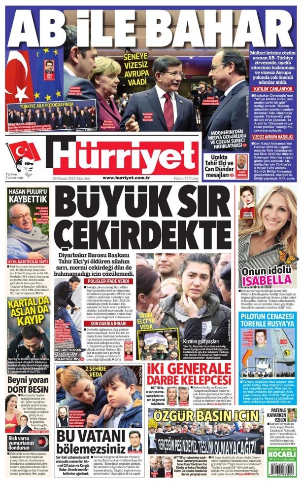 30 Kasım 2015 gazete manşetleri 7
