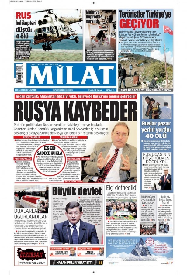 30 Kasım 2015 gazete manşetleri 8