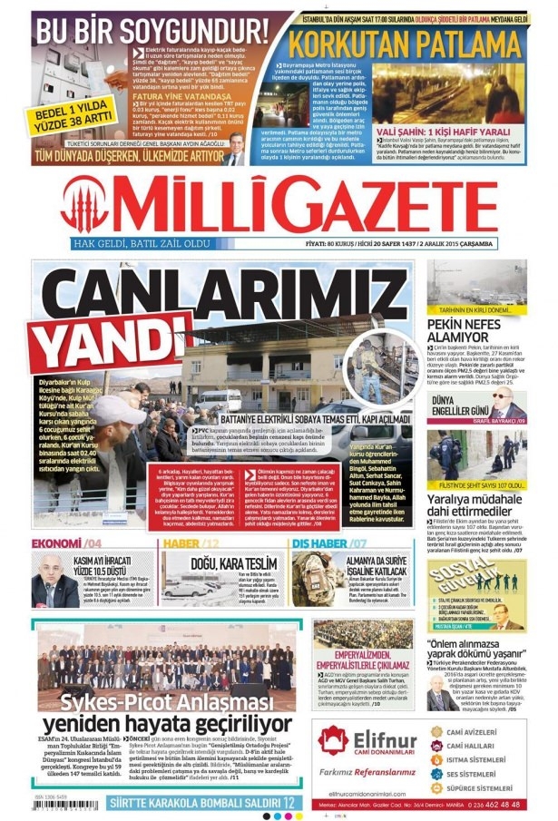 2 Aralık 2015 gazete manşetleri 11