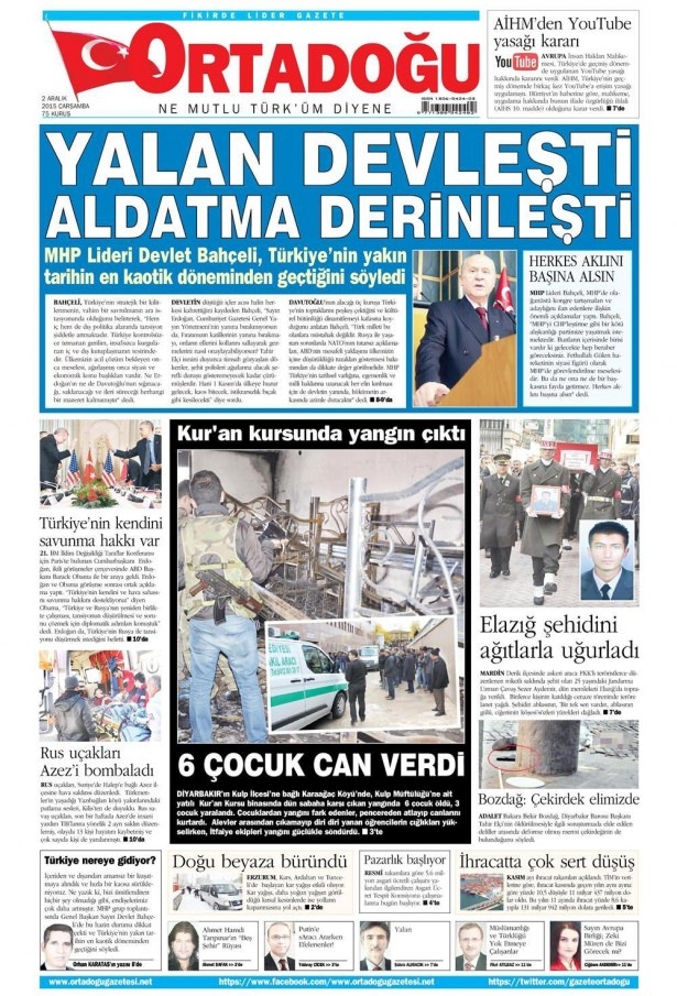 2 Aralık 2015 gazete manşetleri 13