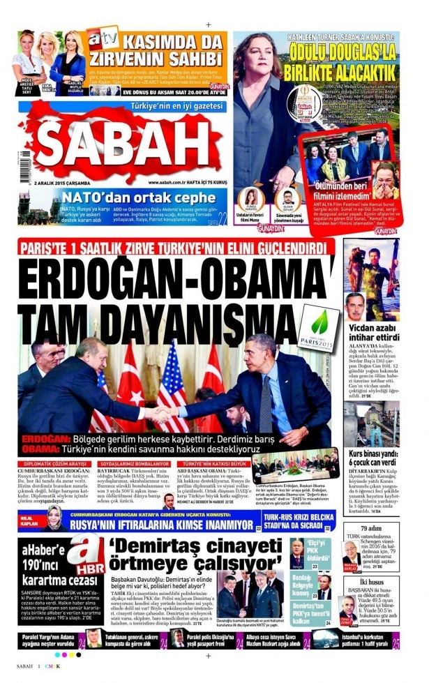 2 Aralık 2015 gazete manşetleri 14