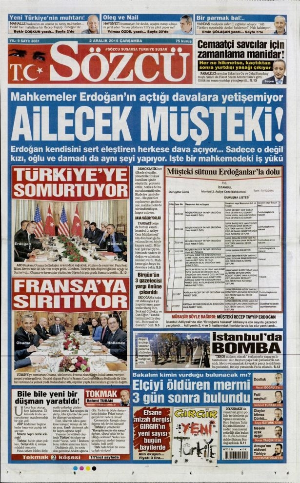 2 Aralık 2015 gazete manşetleri 16