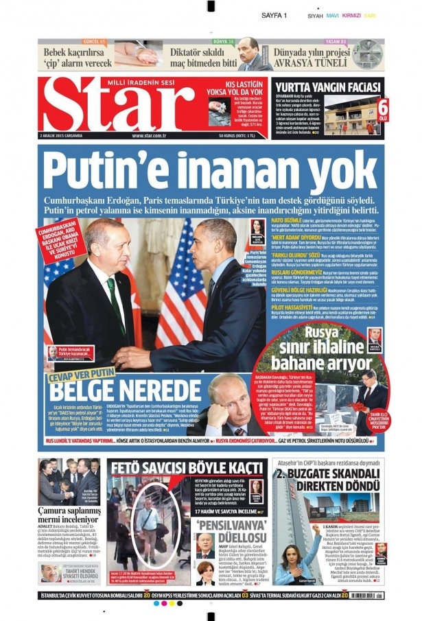 2 Aralık 2015 gazete manşetleri 17