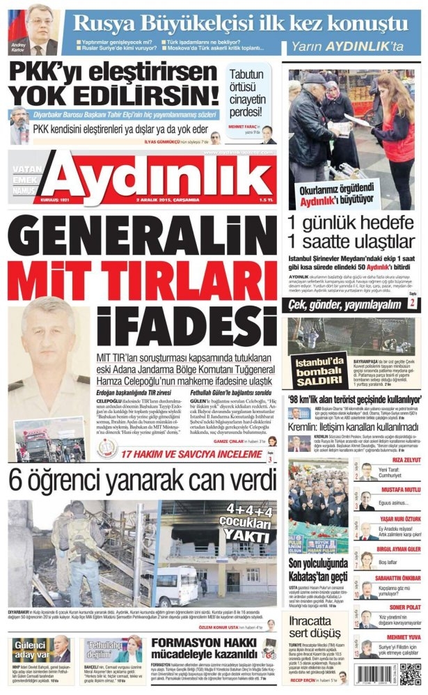 2 Aralık 2015 gazete manşetleri 2