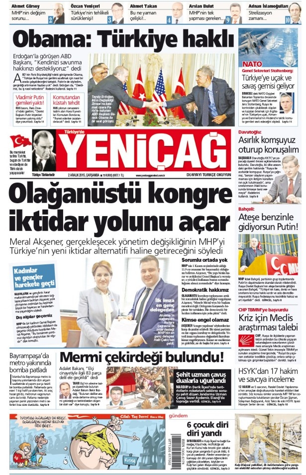 2 Aralık 2015 gazete manşetleri 25