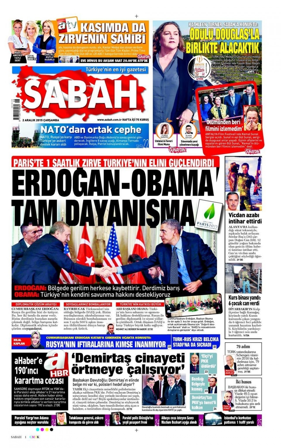 2 Aralık 2015 gazete manşetleri 44