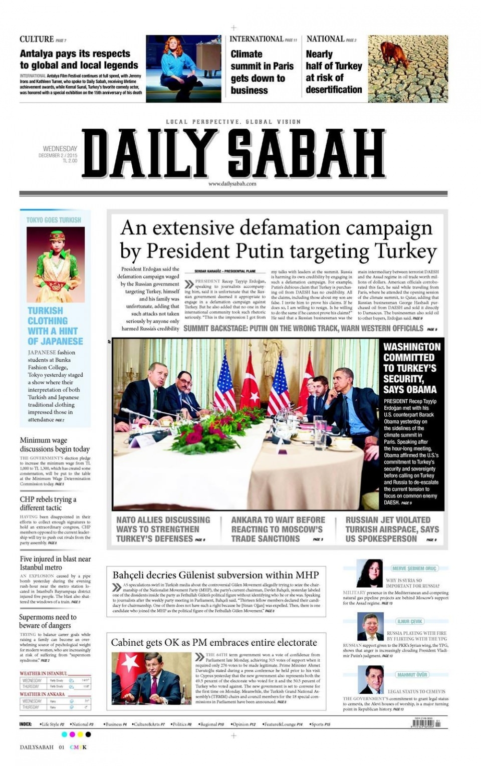 2 Aralık 2015 gazete manşetleri 45